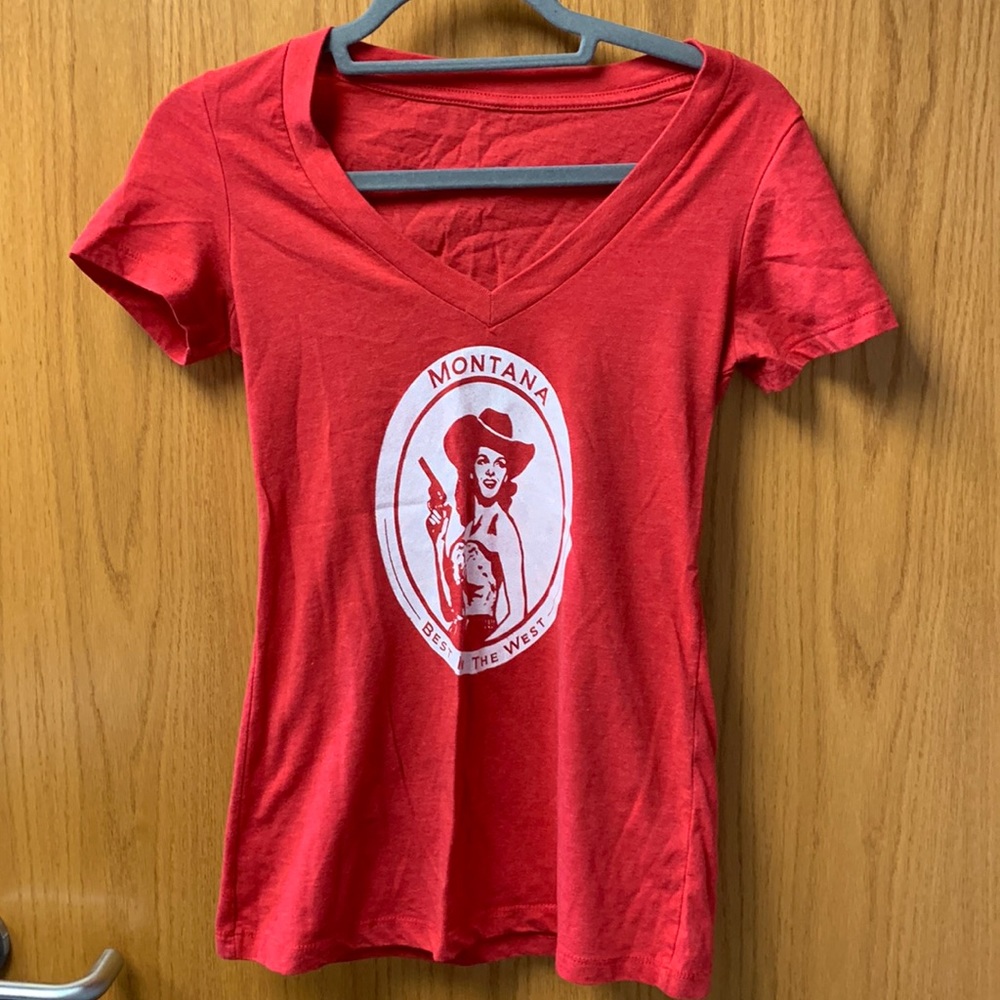 Vintage Montana cowgirl t shirt red